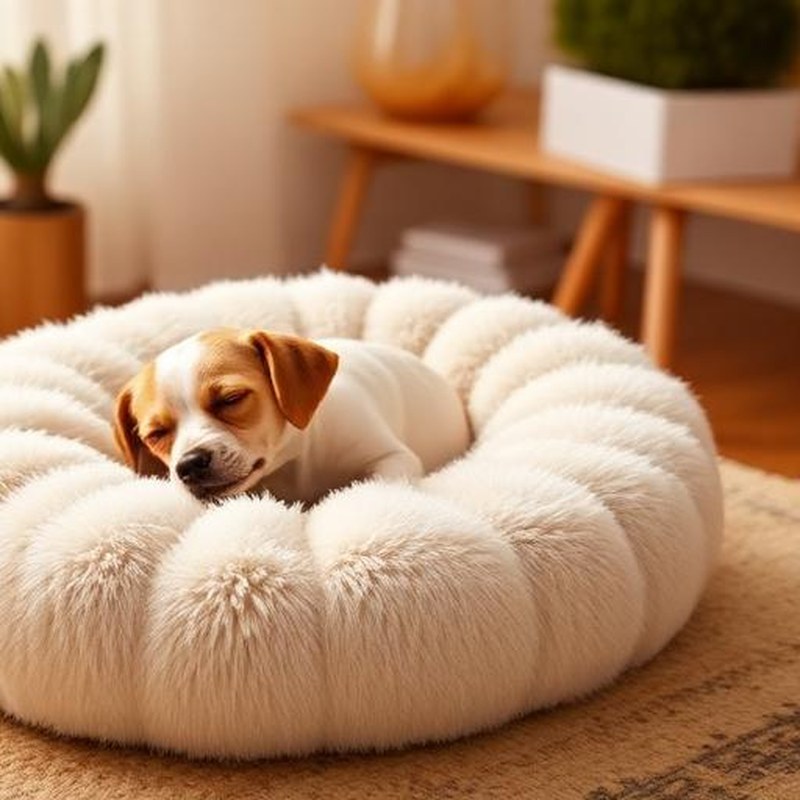 Calming Anti-Anxiety Ultra-Soft Donut Pet Bed - In use