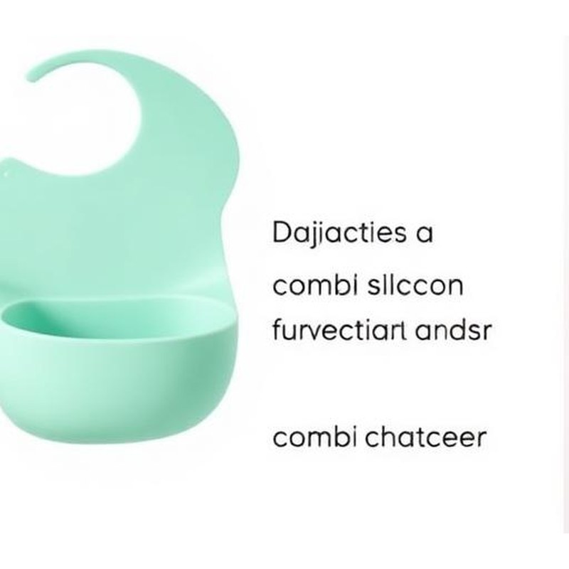 Soft Silicone Non-Spill Baby Feeding Bibs with Catcher - Detail view