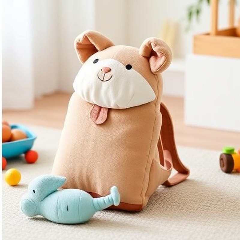 Soft Plush Head Safety Protection Backpack Pillow - In use