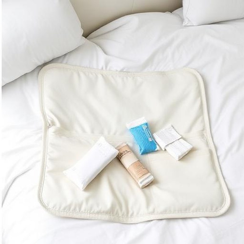 Foldable Compact Baby Changing Pad with Pockets - In use