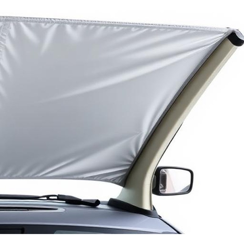 Multi-Layer Retractable Windshield Sunshade Umbrella - In use