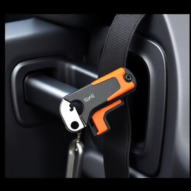 Compact Emergency Glass Breaker & Seatbelt Cutter - In use